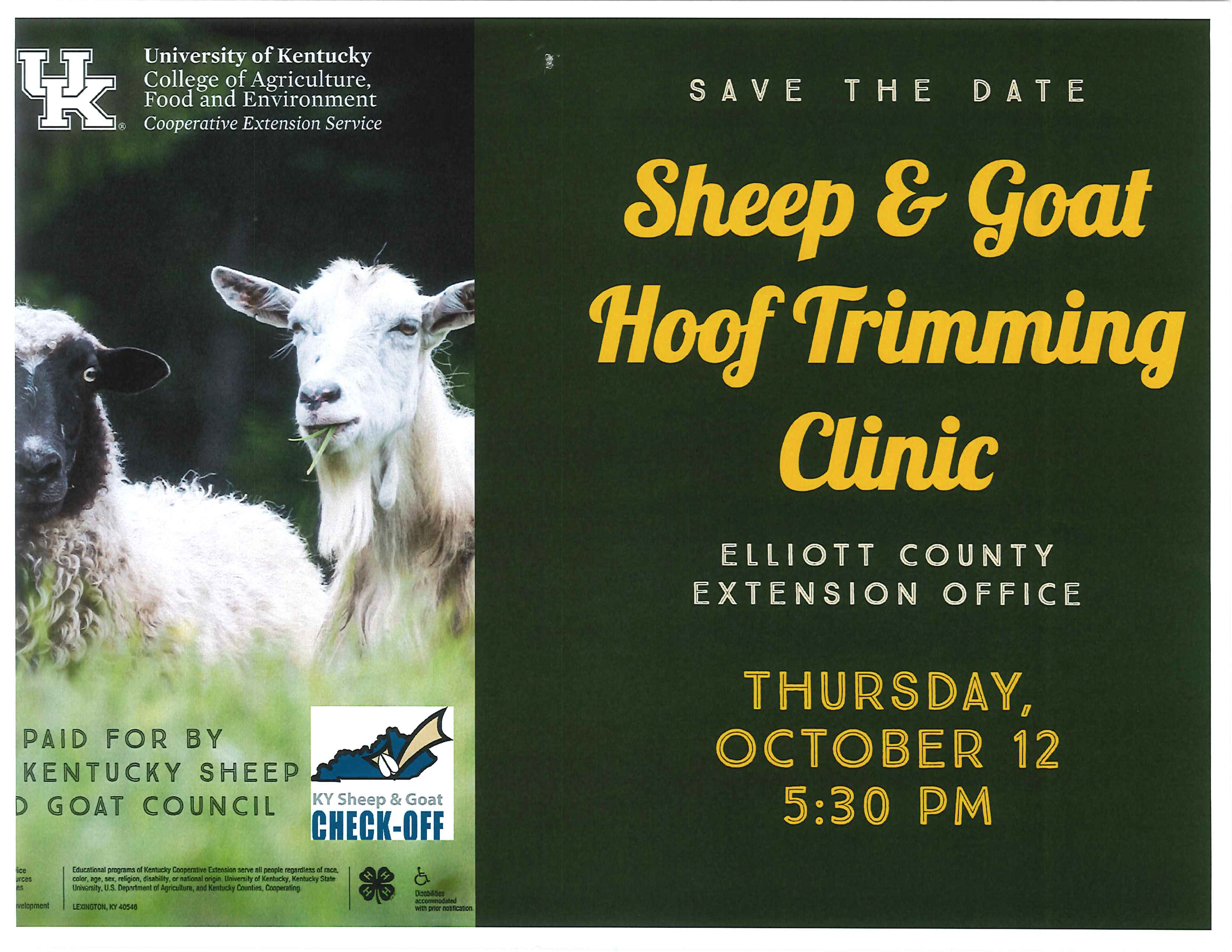 Sheep & Goat Hoof Trimming Clinic