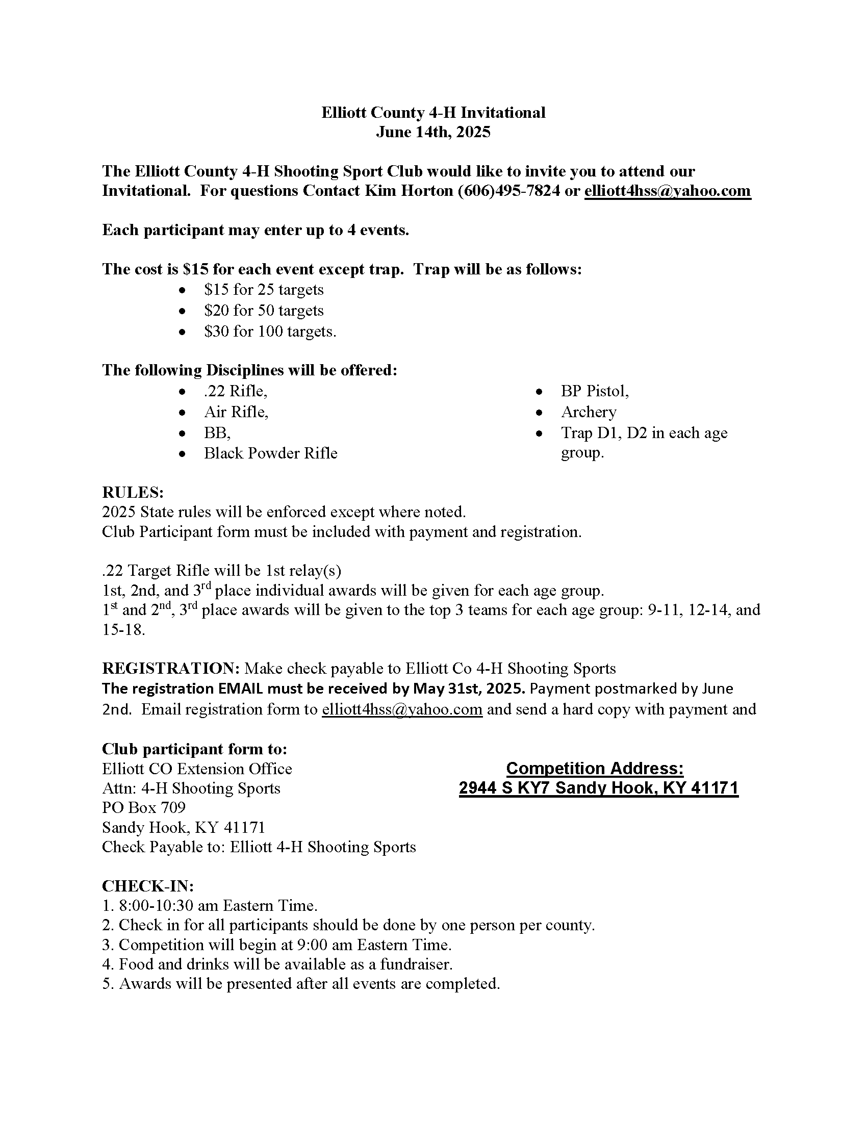 Elliott County 4-H Shooting Sports Invitational