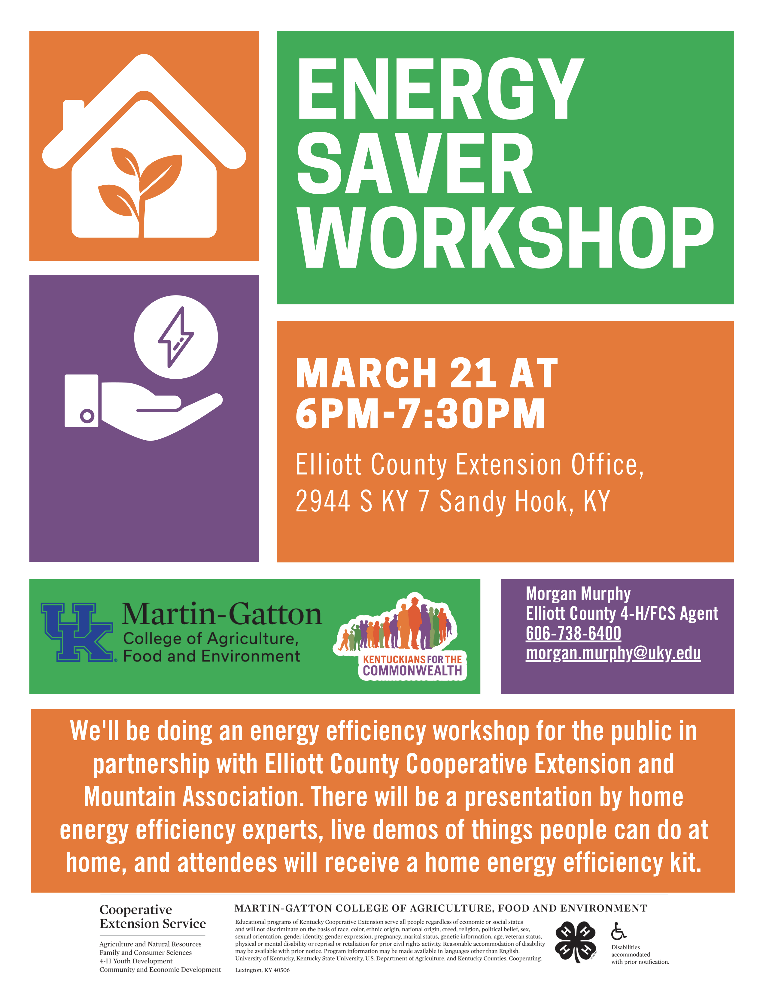 Energy Saver Workshop | Elliott County Extension Office