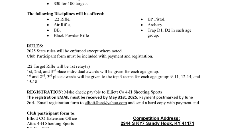 Elliott County 4-H Shooting Sports Invitational 